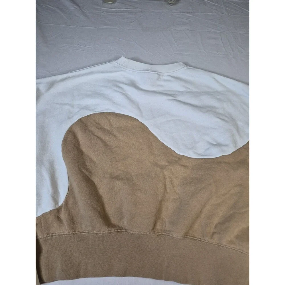 Nike Color Clash Sweatshirt Women Sz Large Brown White Colorblock Oversized Crop